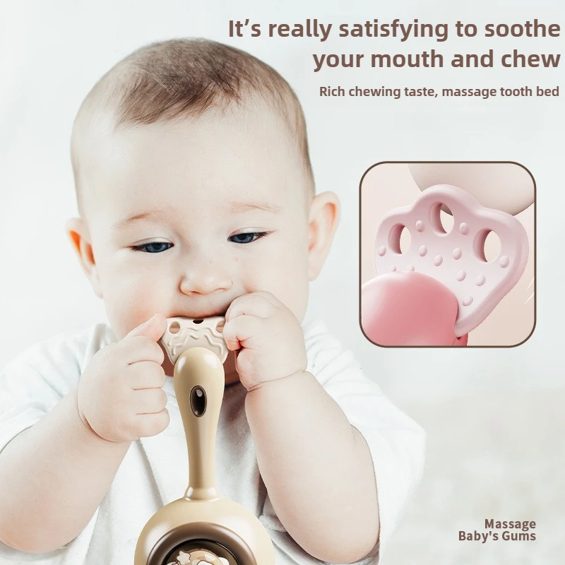 Juguete de campana de manivela para bebé con rompecabezas y agarre masticable: juego sensorial de aprendizaje temprano para educación infantil y juego calmante - imagen 4