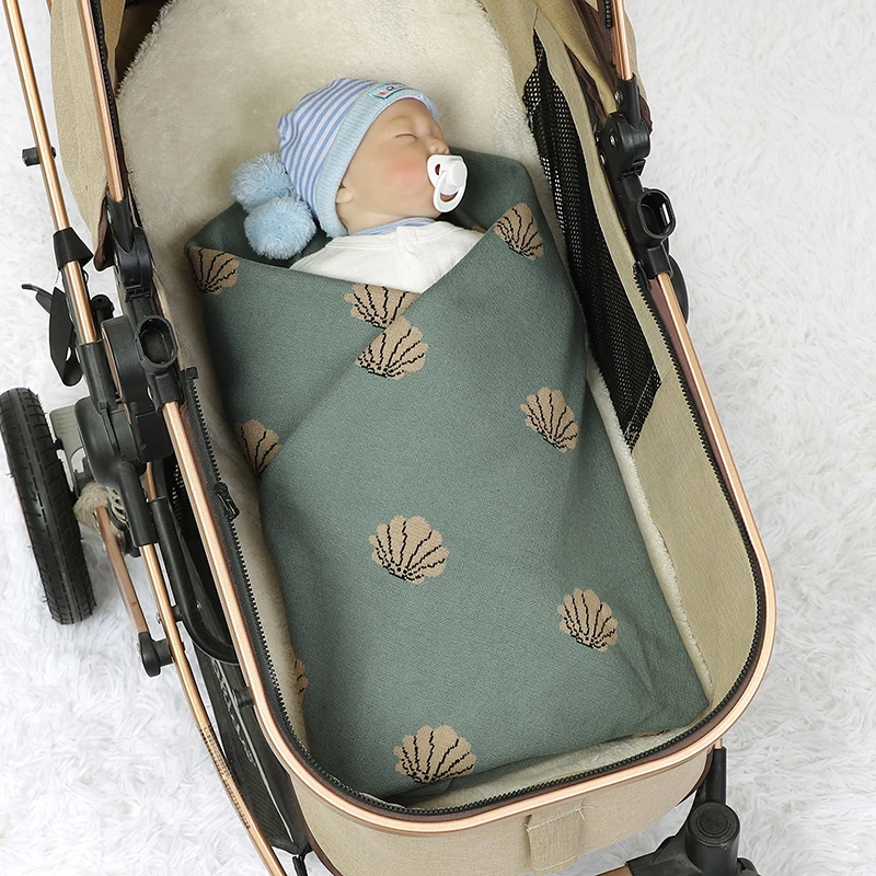 Manta de algodón de punto para bebé, edredón de cuna a cuadros para niña recién nacida, funda de dibujos animados para cochecito infantil, saco de dormir de 100x80CM - imagen 4