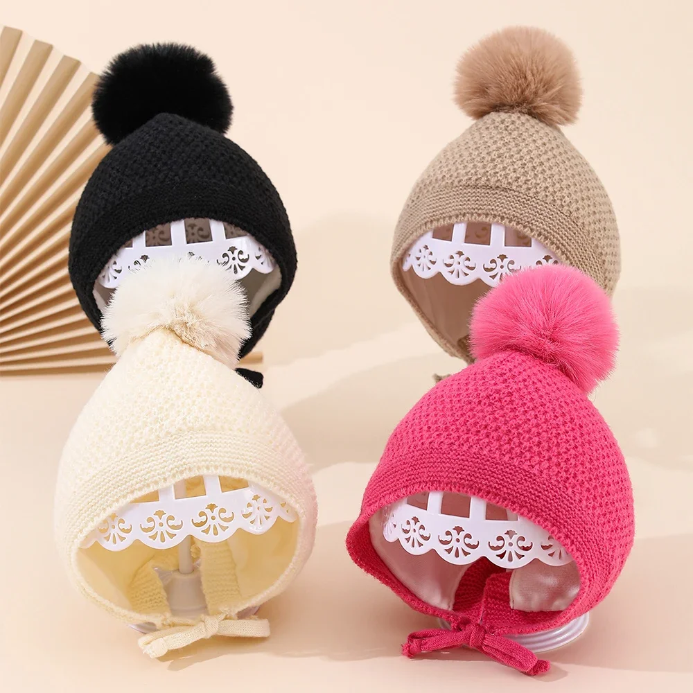 Gorro de punto bebé con orejeras y pompón – Cálido y suave - imagen 2