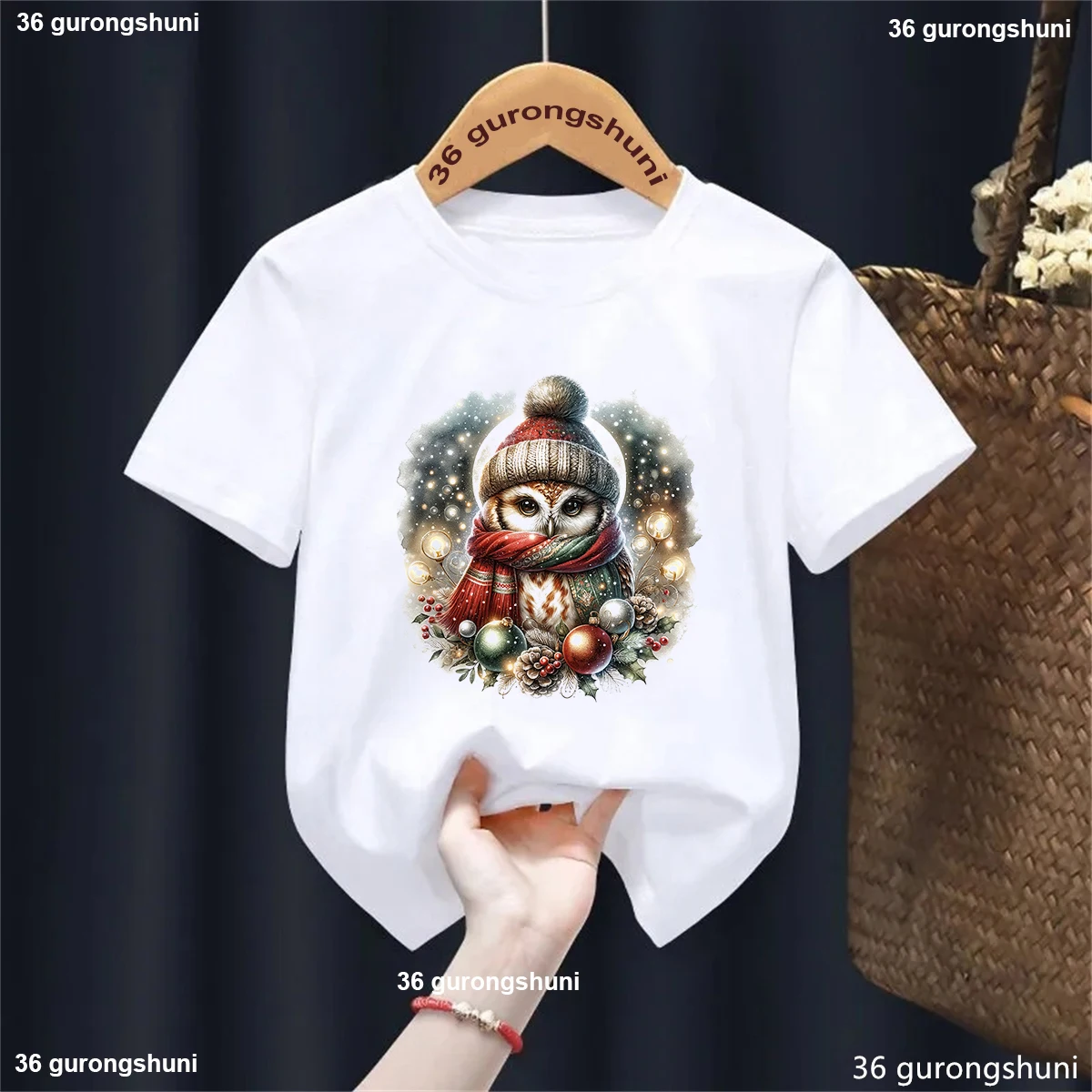 Camiseta con estampado de pingüino de acuarela para niñas/niños, camiseta divertida de pájaros/búho, ropa Kawaii para niños, camisa Harajuku, ropa para niños - imagen 5