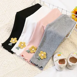 Mallas infantiles de algodón con flores para niña – Primavera y Otoño