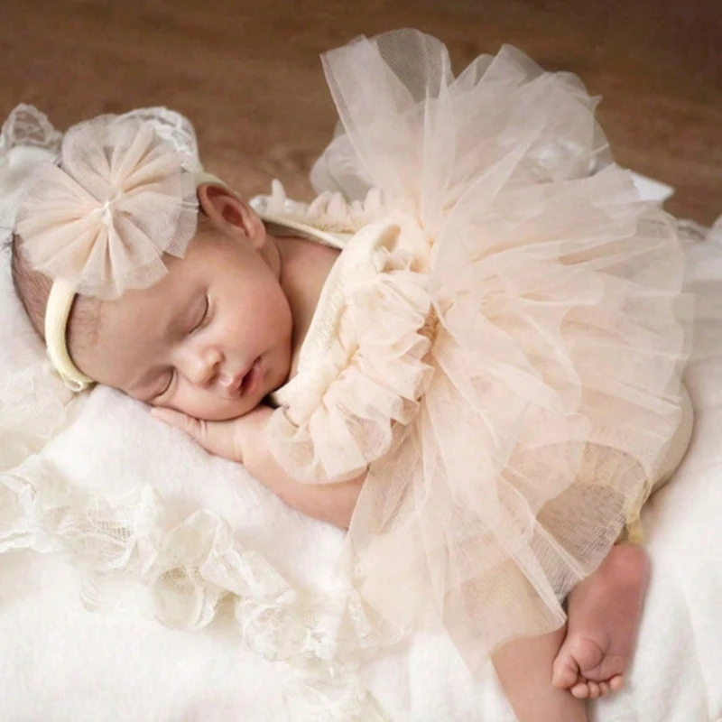Vestido de tul con encaje para bebé princesa y diadema lazo - imagen 5