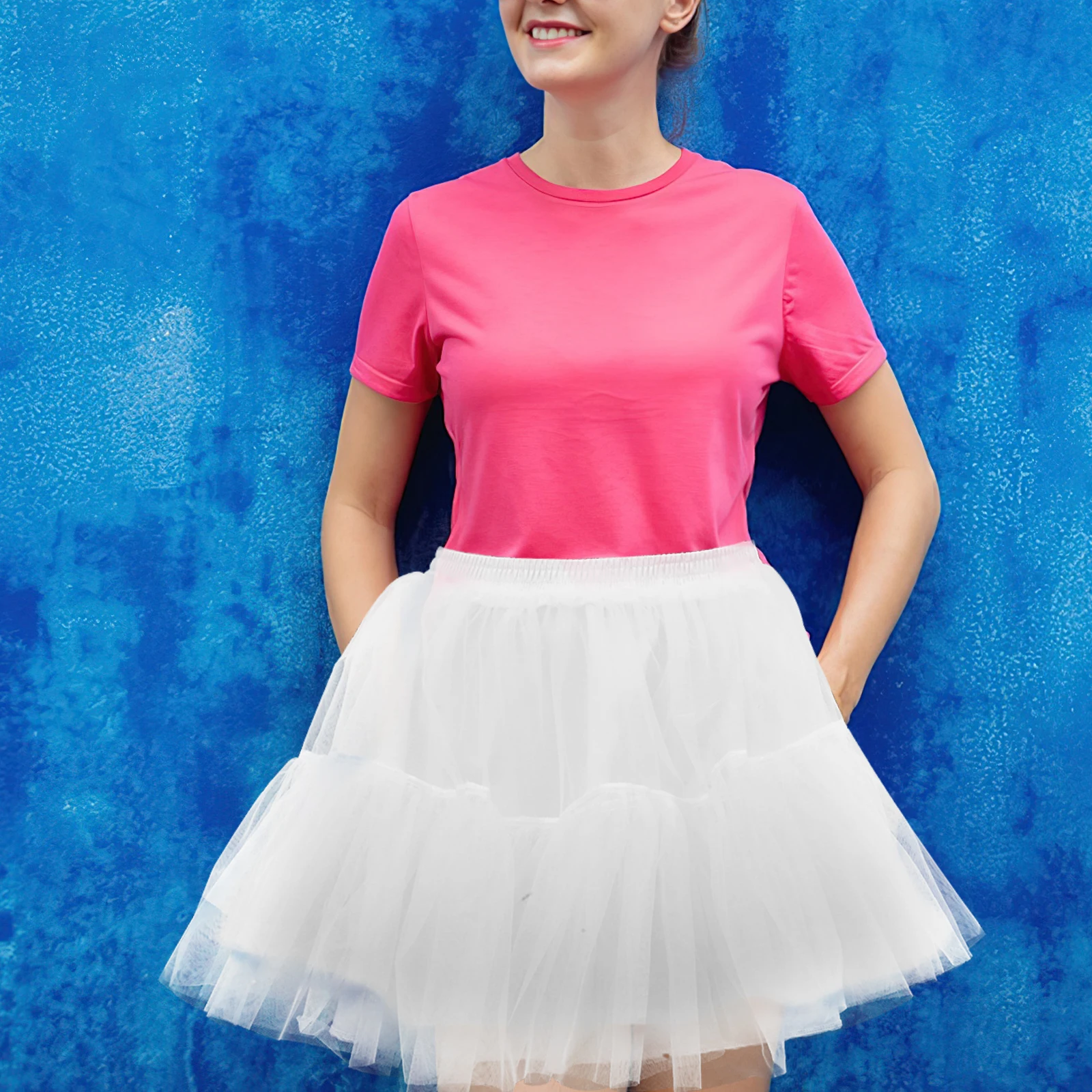 Enagua de tul blanca para Cosplay, falda interior ajustable suave y cómoda, soporte para vestido de boda, vestido de baile nupcial, Ballet