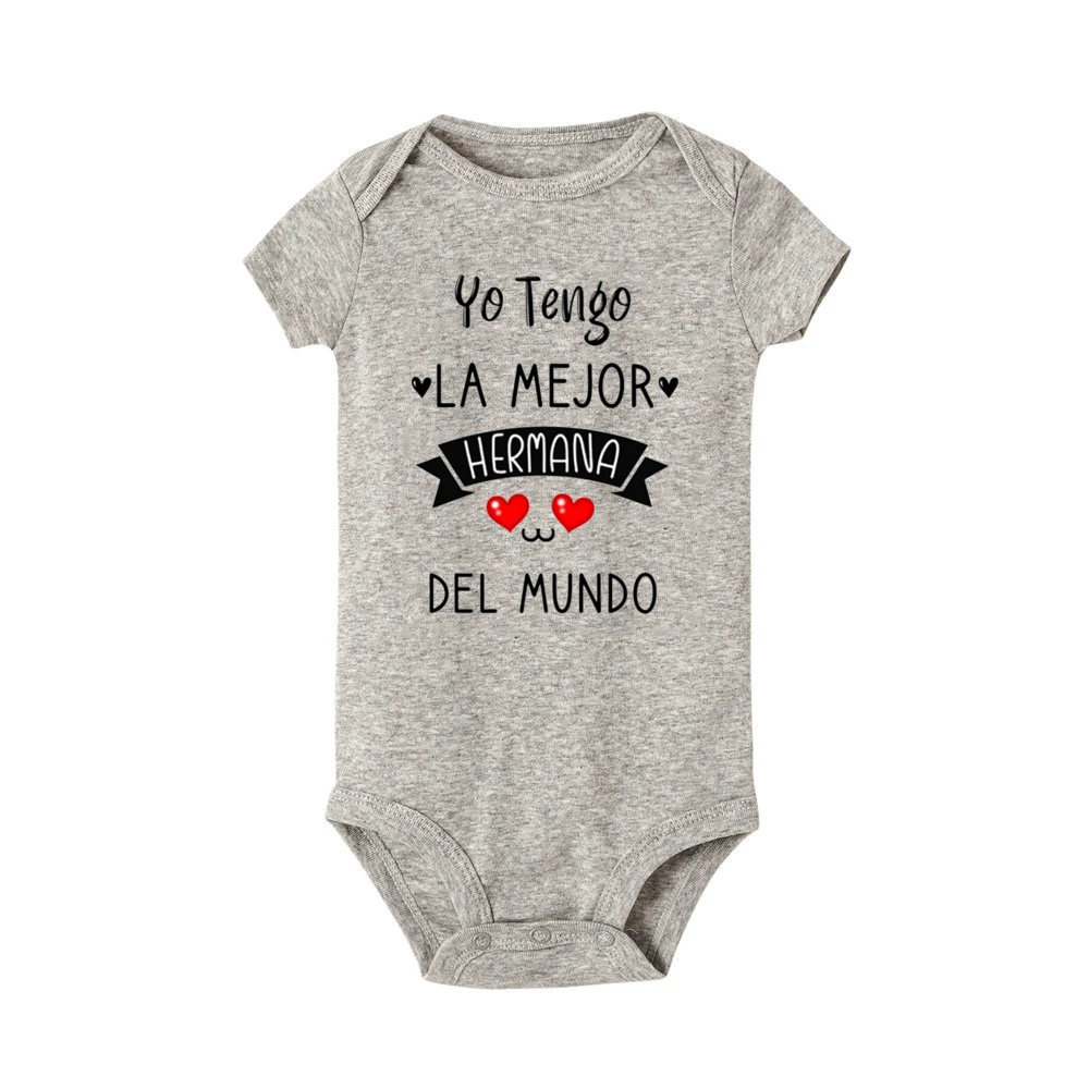 Tengo la mejor hermana del mundo, mono infantil con estampado español, mono de manga corta para recién nacido, pelele bonito para bebé, ropa para niños pequeños - imagen 3