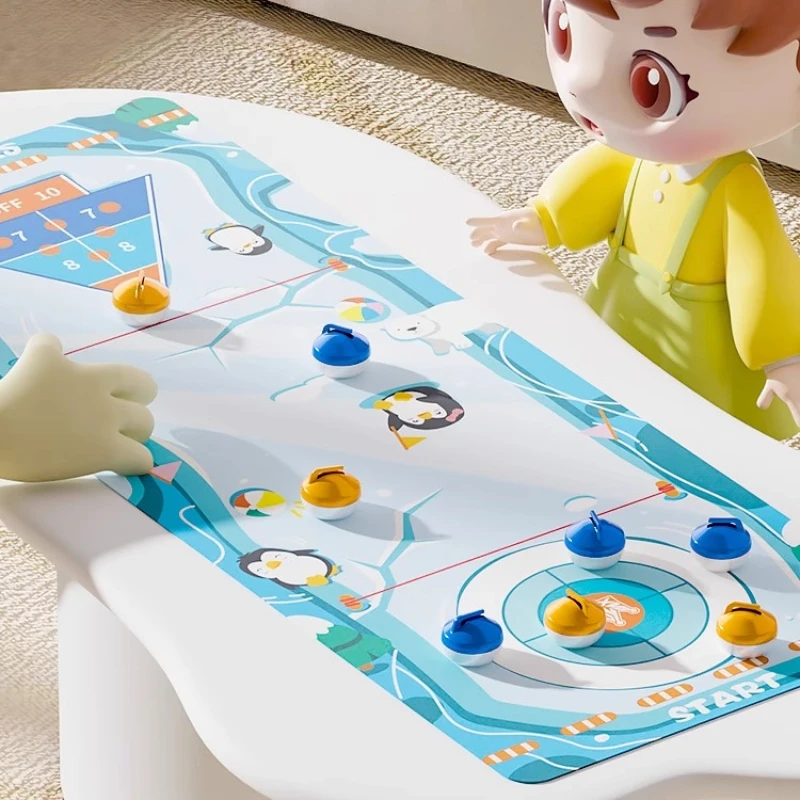 Juego de curling de mesa para niños y familia, juego de mesa interactivo con bola de hielo, juguete de doble jugador para entrenamiento de manos y ojos