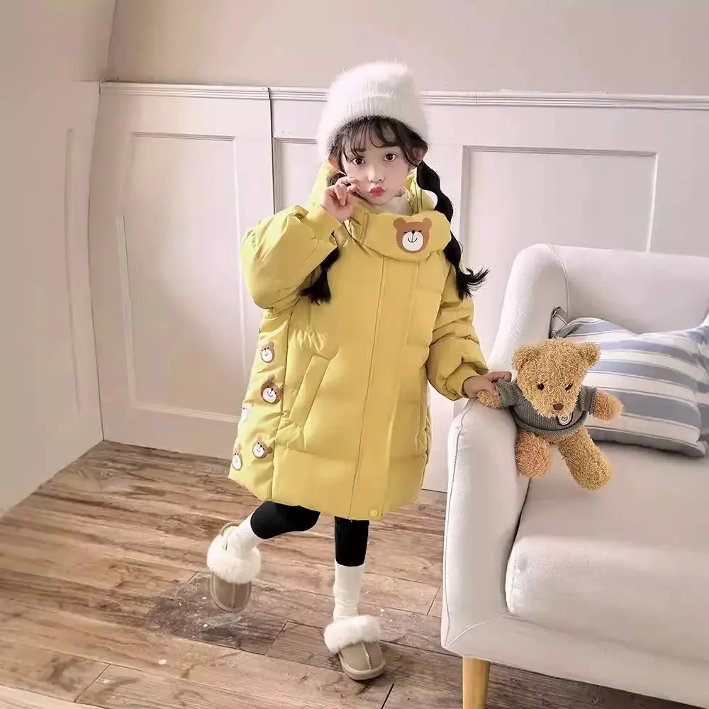 Chaqueta acolchada para niña con capucha de oso - imagen 5
