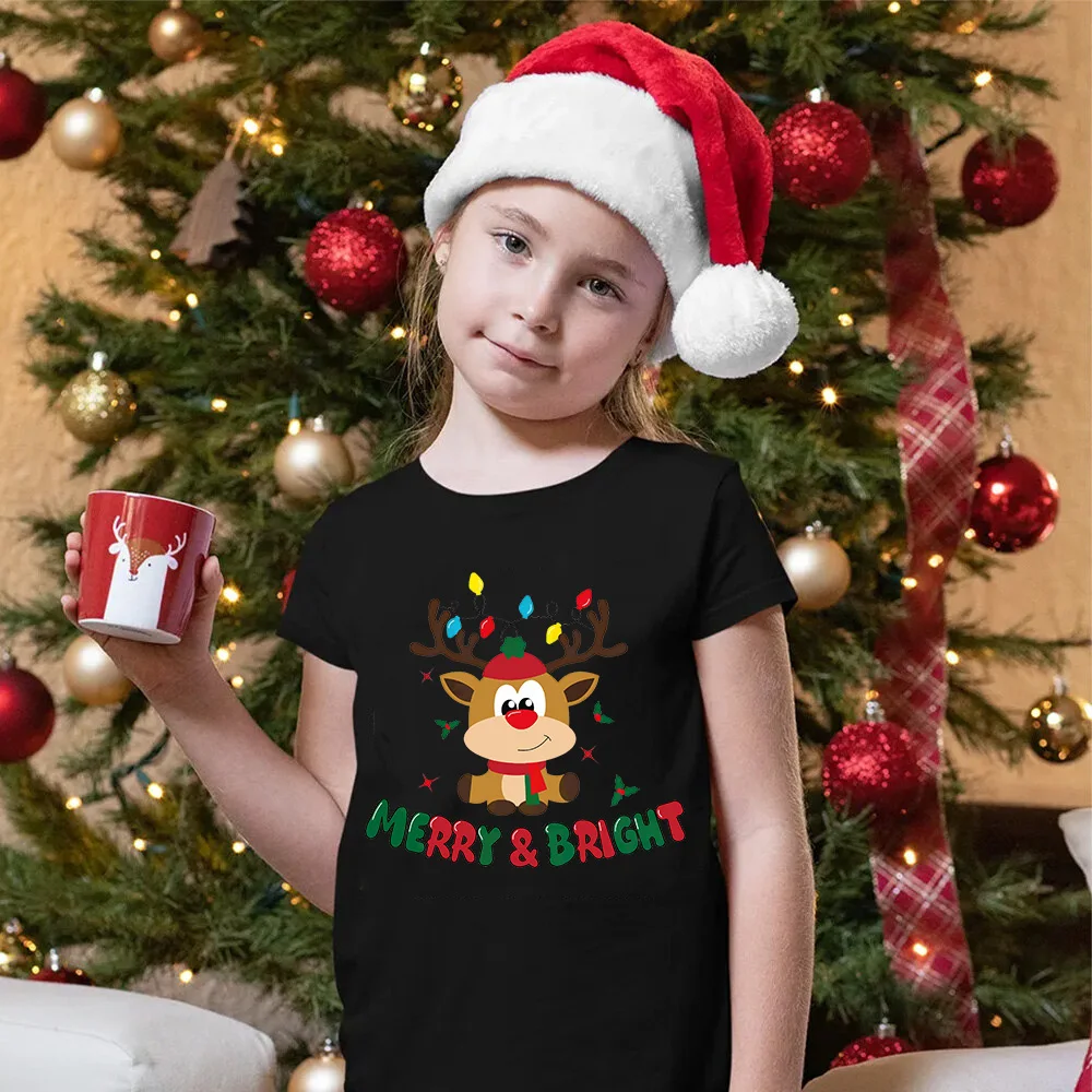 Camisas con estampado de Feliz Navidad para niños, traje de fiesta de Navidad para niños y niñas, camiseta navideña para niños, Tops de Navidad