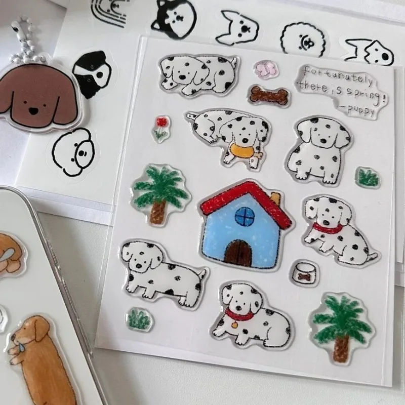 Pegatinas de goma con forma de gota de cristal para perros y muñecos de nieve en 3D de dibujos animados, pegatinas decorativas Kawaii, pegatina para teléfono móvil IPad y ordenador - imagen 3