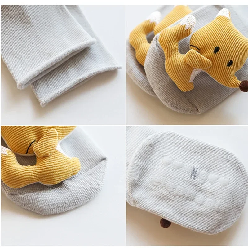 Nuevo 1 par de calcetines bonitos para bebé para niño y niña, calcetines cortos antideslizantes con animales de dibujos animados para niño pequeño, calcetín fino de algodón para verano y otoño - imagen 4