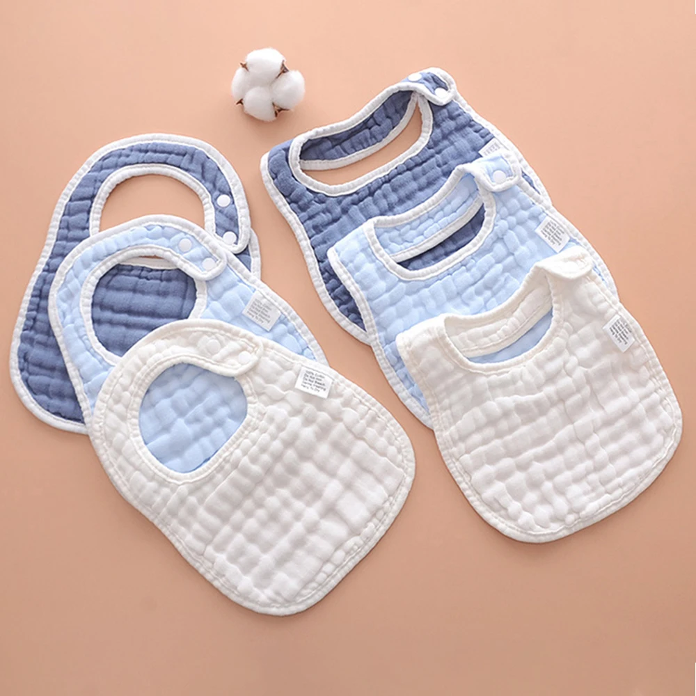 6 unids/set Baberos para bebé, toalla para Saliva, gasa suave, paño de absorción de algodón, eructo en forma de U, Baberos de alimentación ajustables para niños, cosas para comer para bebés - imagen 5