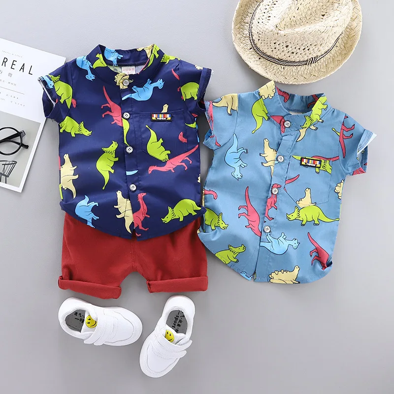 Nueva ropa de verano para bebés, traje para niños, camisa de dibujos animados, pantalones cortos, 2 unids/set, disfraz informal para niños, ropa para niños, chándales infantiles