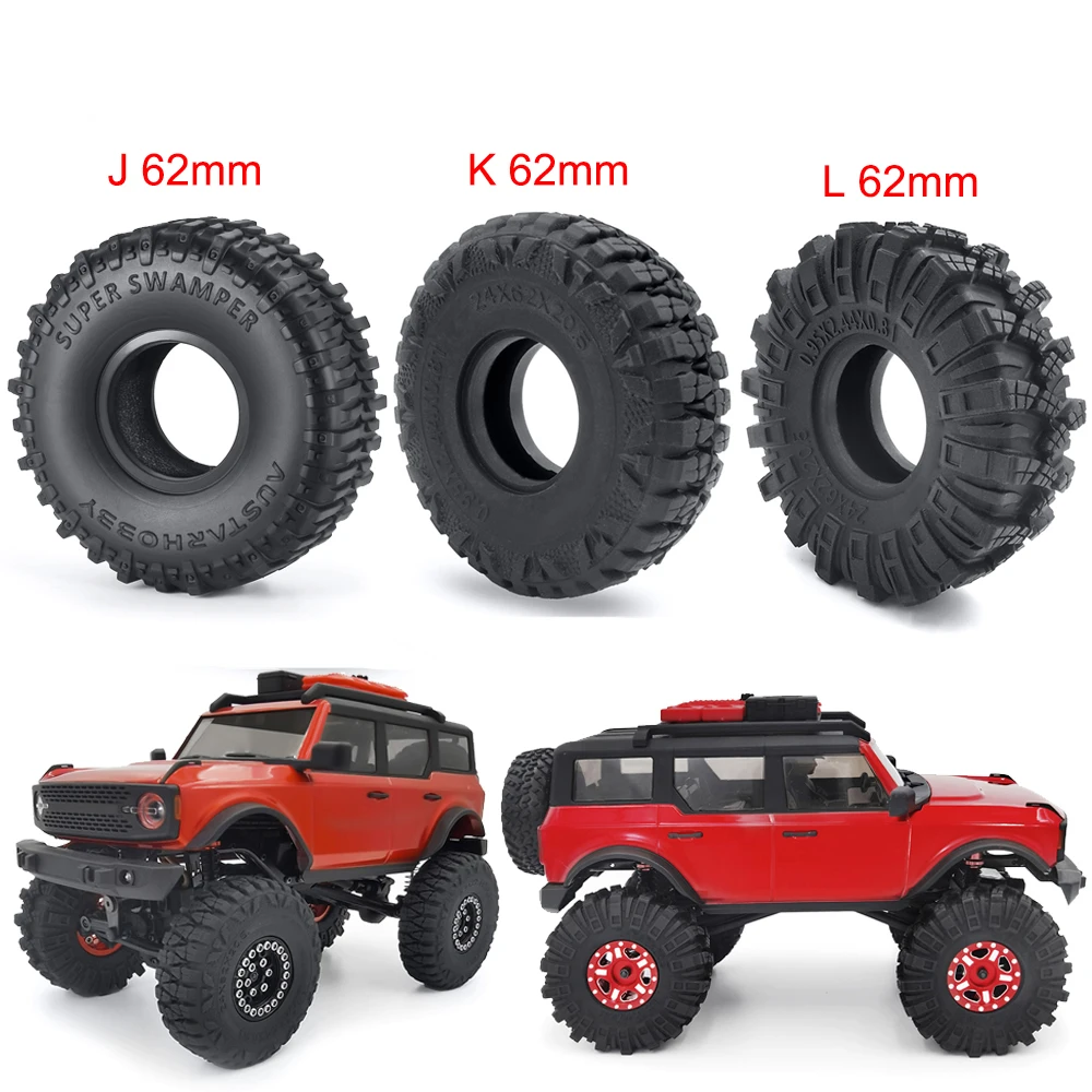 YEAHRUN 4 Uds neumáticos de rueda de goma suave de 1,0 pulgadas 50/54/58/62/64/65mm para TRX-4M 1/18 Axial SCX24 1/24 coche trepador de control remoto piezas de mejora - imagen 5