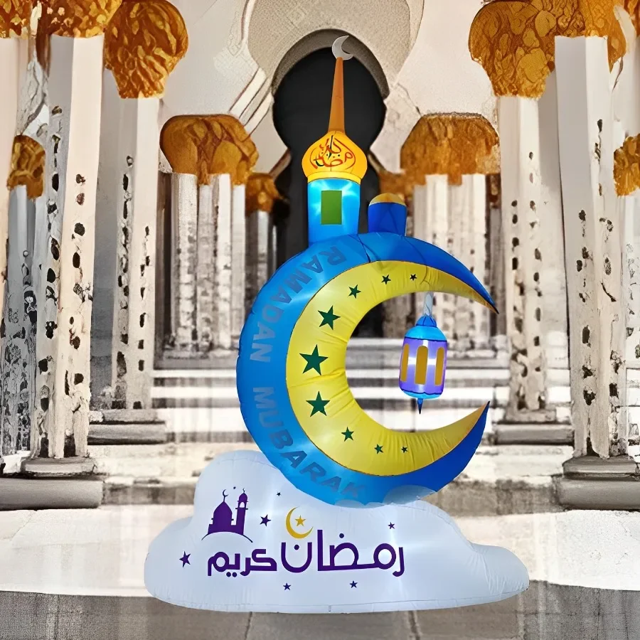 Modelo de decoración inflable para exteriores de 8 pies, torre brillante, linterna de Luna, adorno de patio de Ramadán, decoración del hogar de Ramadán, adoración de la Iglesia - imagen 2
