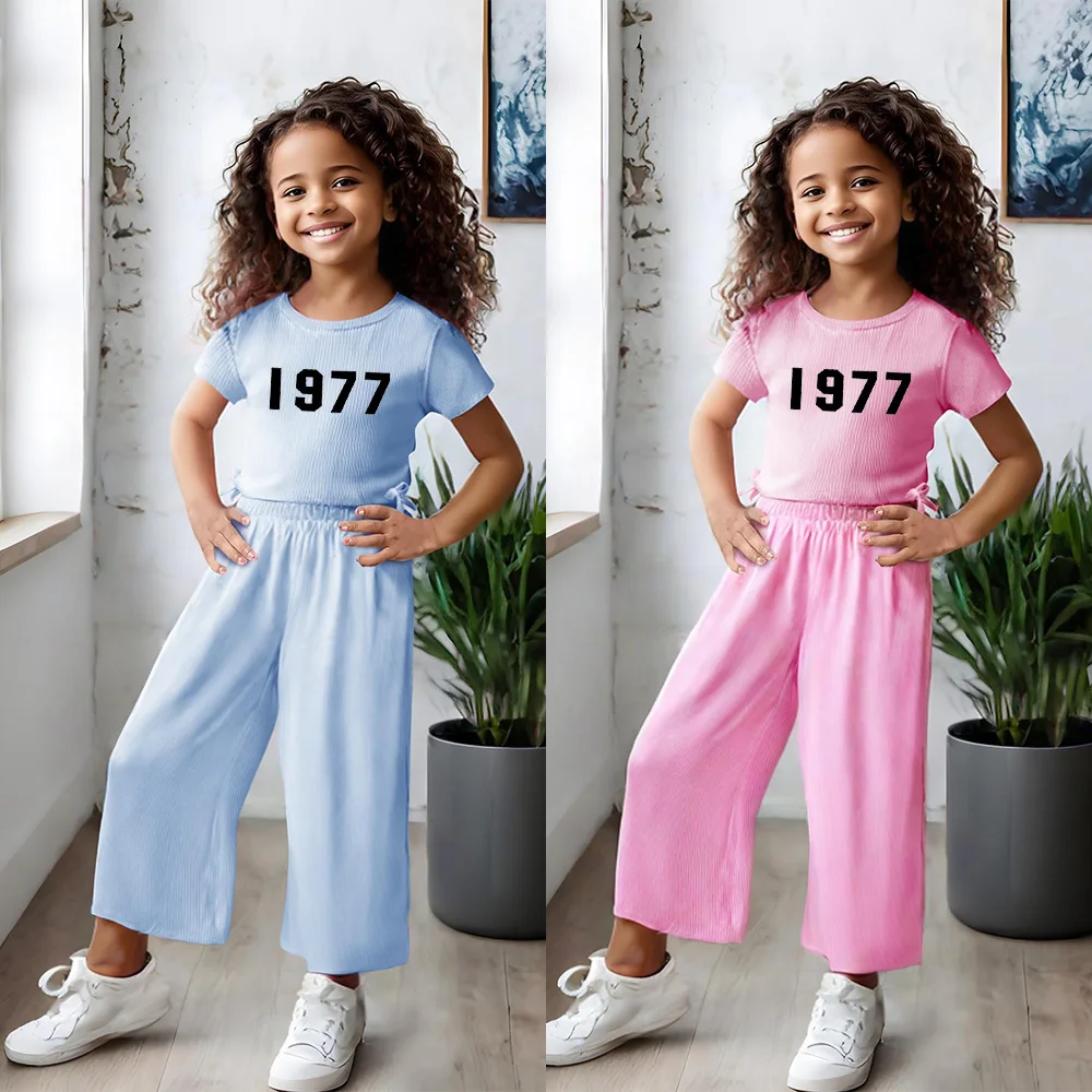 Conjunto verano niña de algodón con top ajustable y pantalón holgado - imagen 2