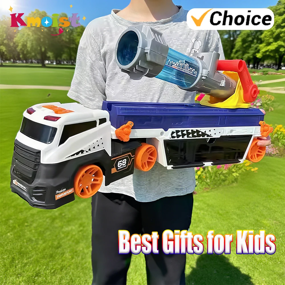 Camión transportador de coches con cañón y luces - Juguete infantil