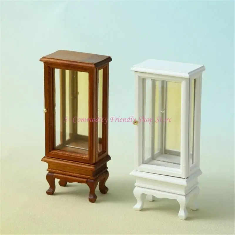 85ae 1/12 Gabinete exhibición puertas vidrio muebles en miniatura para decoraciones casas casas muñecas - imagen 2