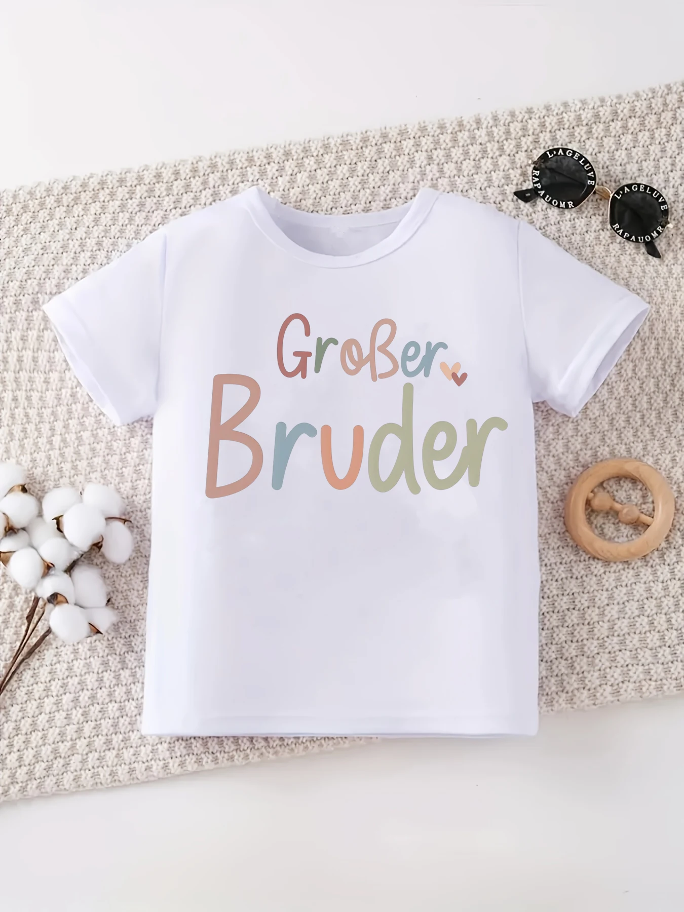 Camiseta retro alemana con corazón de hermano mayor y pequeño - imagen 2