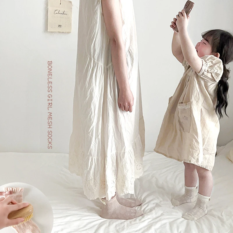 1 par de calcetines finos de algodón de verano para niños y niñas, calcetines sencillos con corazón dulce, calcetines escolares transpirables de moda coreana - imagen 3