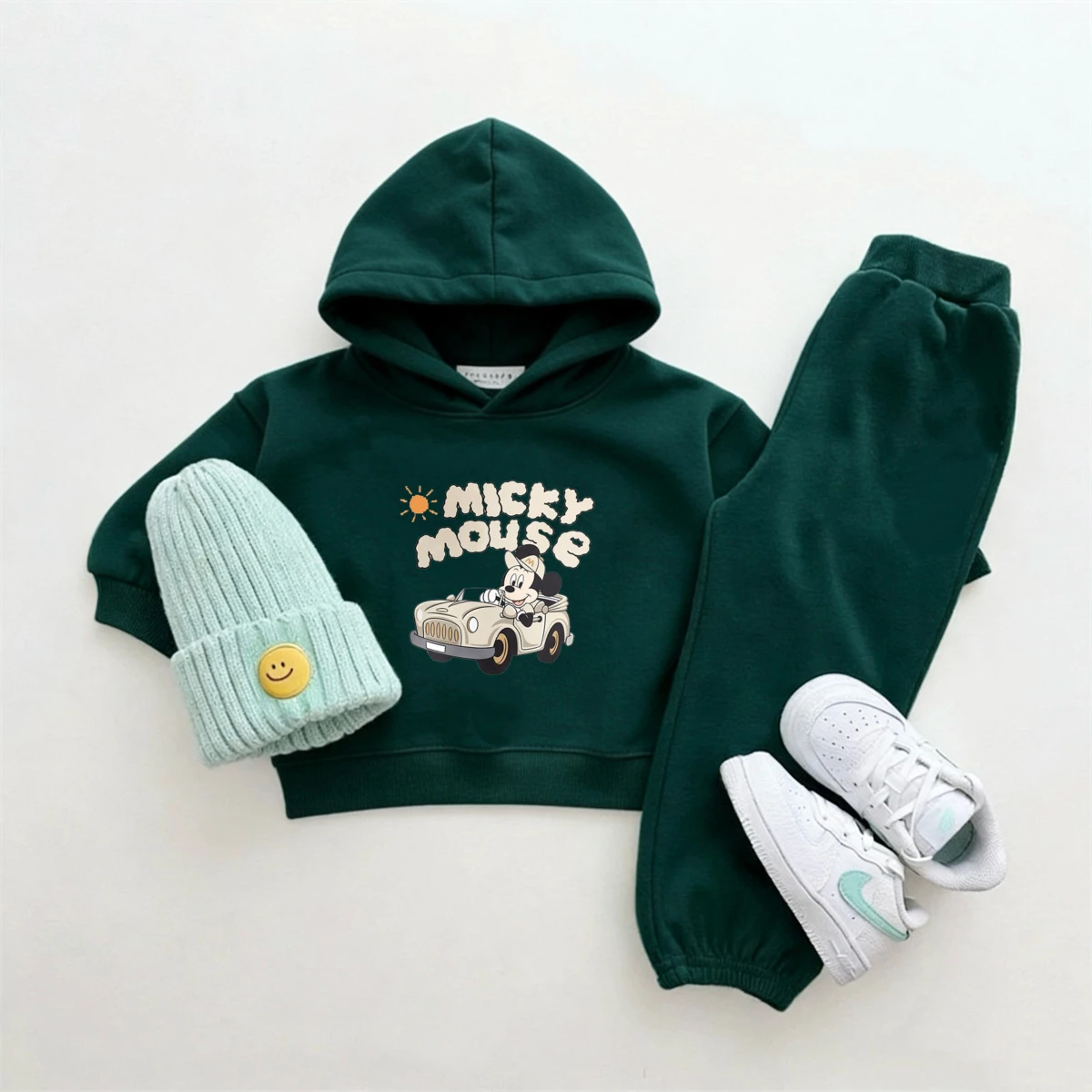 Disfraz de Dsiney, sudaderas con capucha de Mickey Mouse, pantalones sueltos, conjunto de 2 piezas, sudadera de dibujos animados + pantalones, ropa de otoño, trajes de manga larga para niños - imagen 4