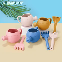 Juguetes de playa para niños con regadera de silicona suave y cubos