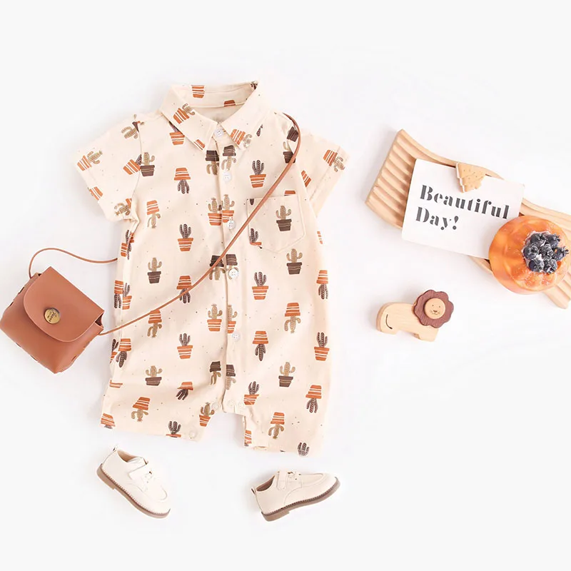 MILANCEL, nuevos peleles de verano para niñas de 3 a 24m, mono con cuello de Cactus de dibujos animados para bebés, ropa de manga corta a la moda para niños pequeños