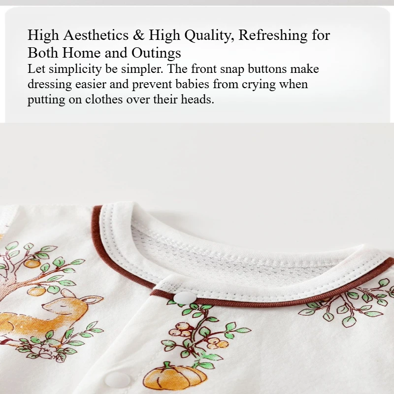 Pelele fino de manga larga de algodón 100% para bebé, monos de tacto fresco para verano, mono transpirable con estampado de dibujos animados bonitos para niños y niñas - imagen 3