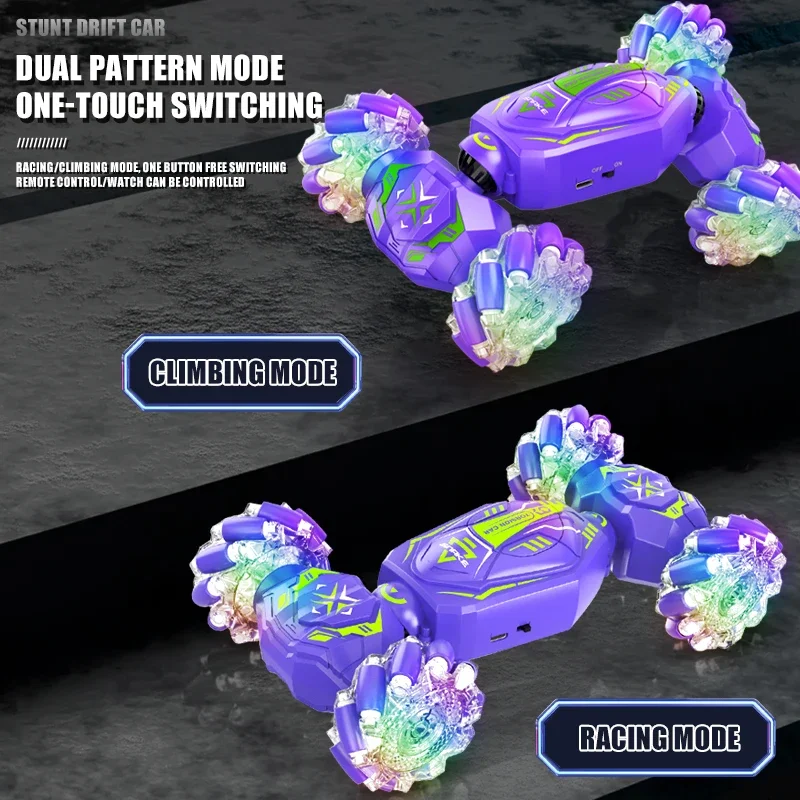 Coche teledirigido, vehículo de control remoto, detección de gestos acrobáticos, coches RC controlados a mano, torsión todoterreno con luces LED, regalos para niños