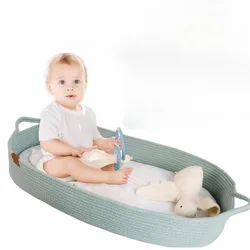 100% algodón Boho recién nacido Moses cesta cuerda cambiador de bebé para tocador de bebé con bolsa de almacenamiento de colchón