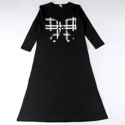 Camisón a cuadros para niña – Algodón negro manga larga Primavera-Verano