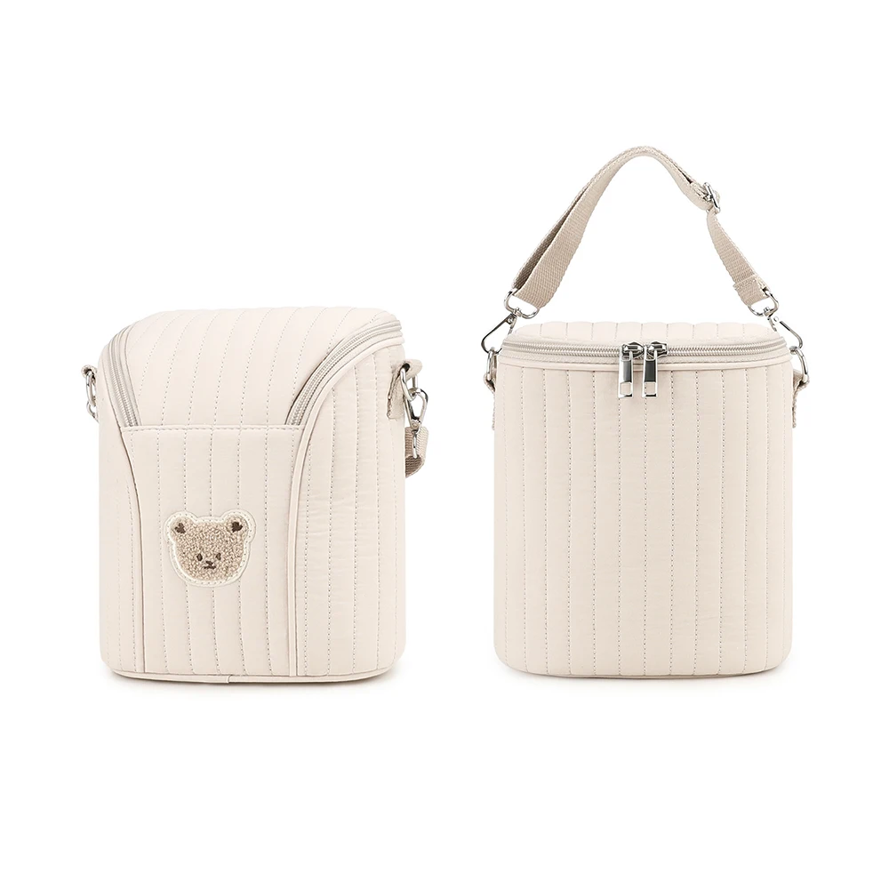 Bolsa de pañales colgante para cochecito blanca con hebilla decorativa - imagen 2