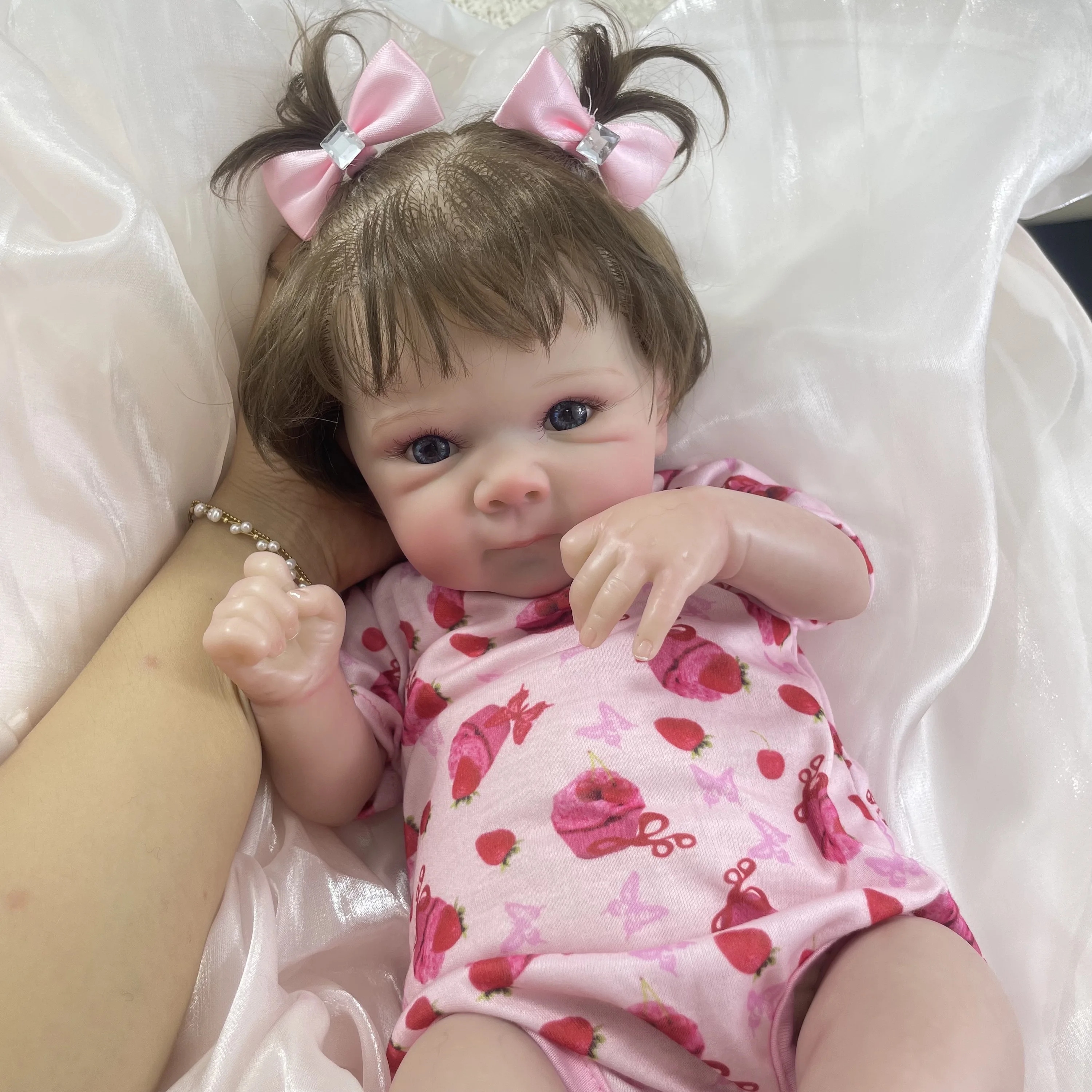 Muñecas de bebé Reborn con acabado de 19 pulgadas, recién nacido realista con trasplante de cabello, muñeca de venas visibles de piel 3D, regalo de Navidad