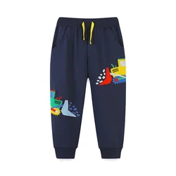 Pantalones de chándal para niños de 2 a 7 años, pantalones de chándal con cintura elástica y patrón de dibujos animados de estilo informal, Jogger de algodón de punto suave para niño