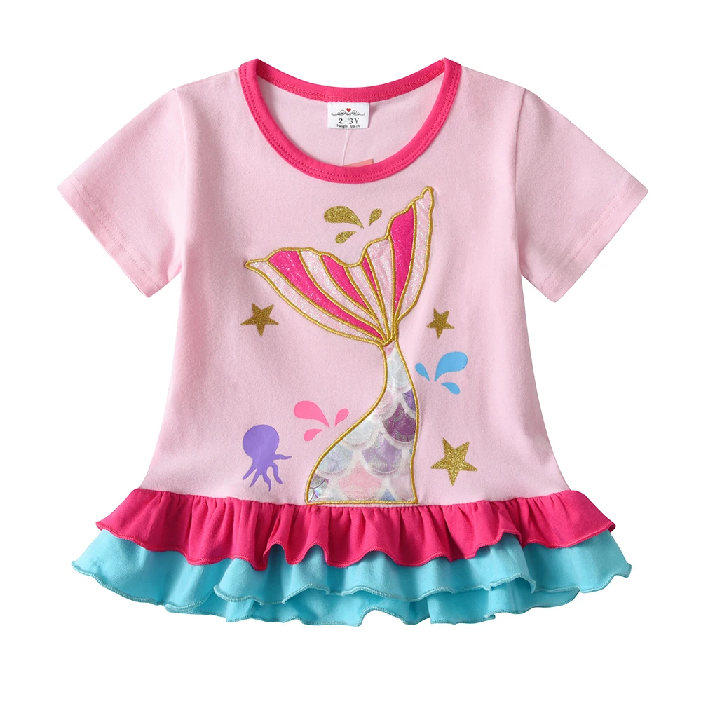 Camiseta DXTON sirena niña – Manga corta algodón con volantes