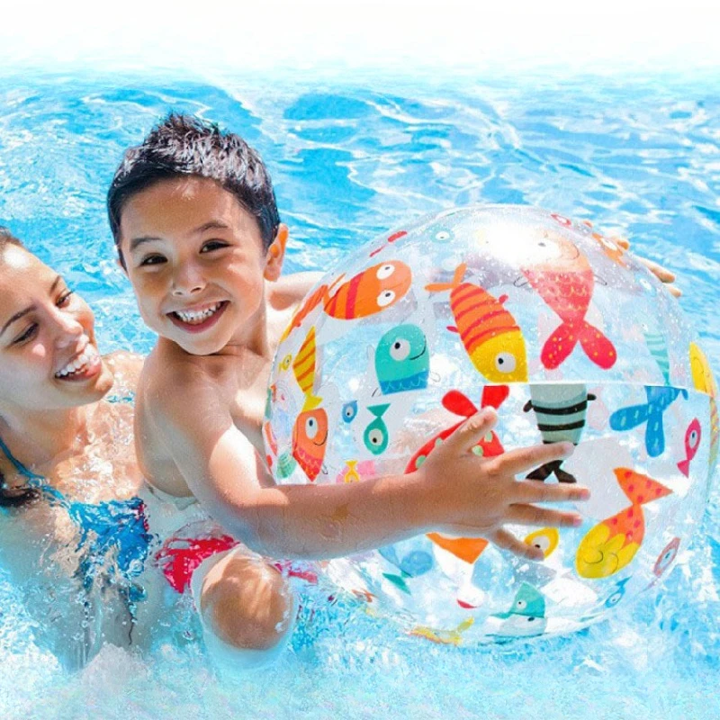 Pelota inflable de playa de 35cm, juguetes de piscina de playa de verano, globo de rebote translúcido divertido para aliviar el estrés, accesorio interactivo para piscina al aire libre - imagen 2