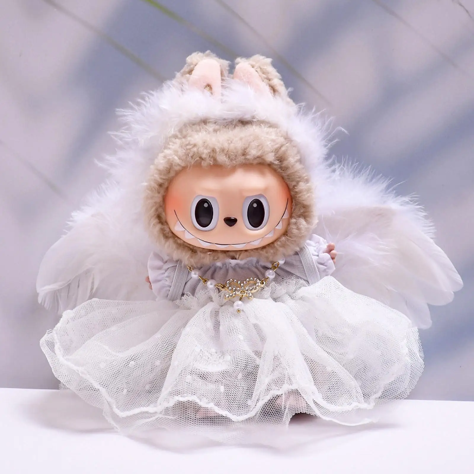 Dolls Angel Wing Lace Set, Costume Accessory with Necklace Outfits for 15-17cm Boy Dolls New Year Gifts, Birthday Gifts