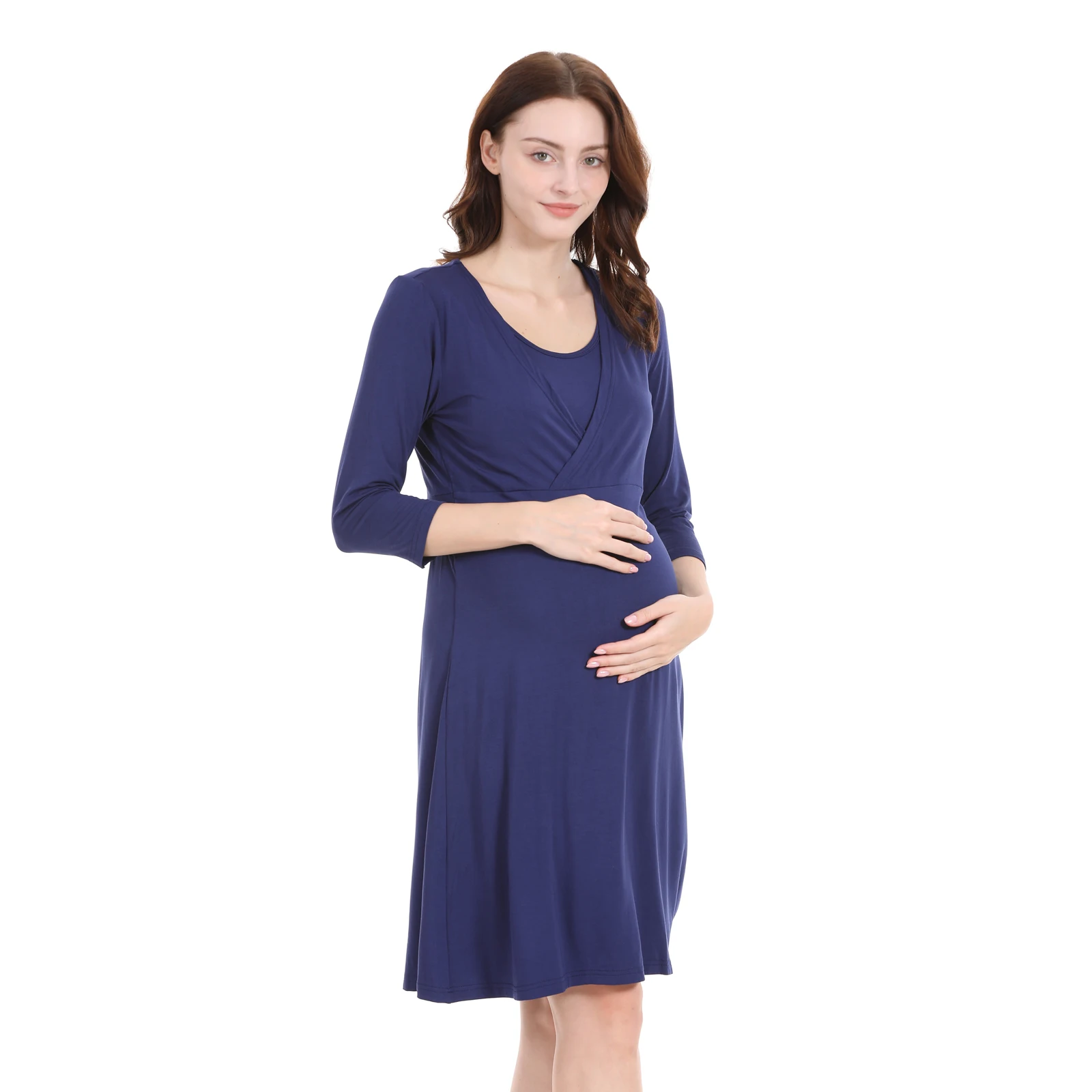 Vestido de lactancia vestido de maternidad camisón mujeres embarazadas trabajo de entrega vestido de lactancia vestidos de noche para dormir Primavera Verano - imagen 3