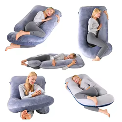 Almohada para mujeres embarazadas en forma de J de terciopelo de cristal grueso agrandado durante el embarazo abrazaderas para piernas para mujeres embarazadas