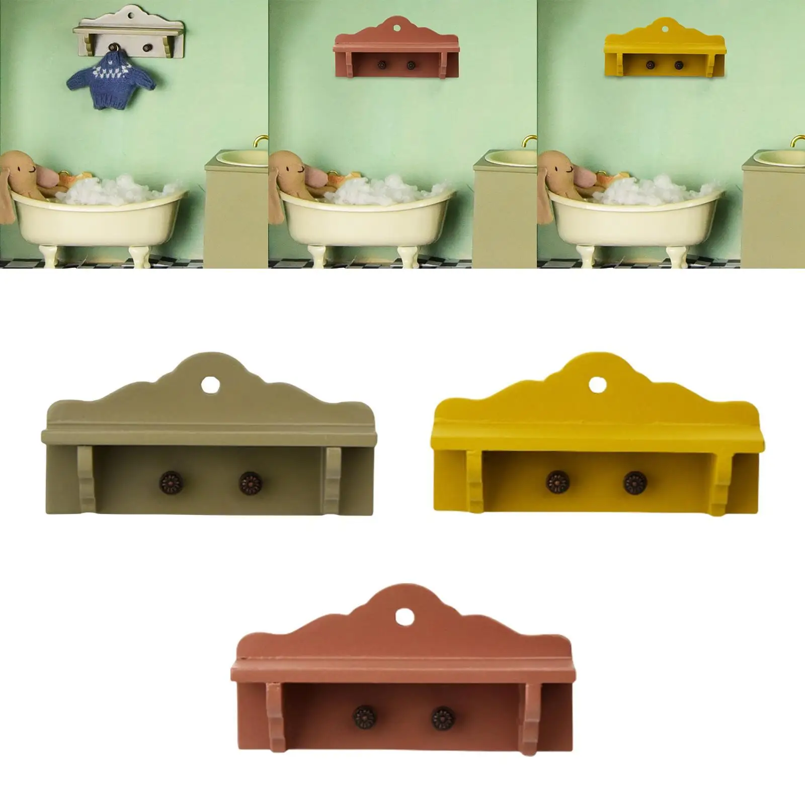 Wooden Coat Rack Pretend Play Toys Dollhouse Accessory Simulation Clothes Hange for Home Photo Prop Life Scene Bathroom Decor