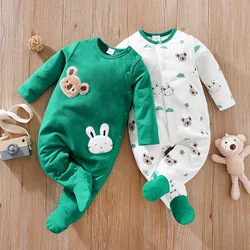 Body manga larga de bebé con estampado de koala y conejito