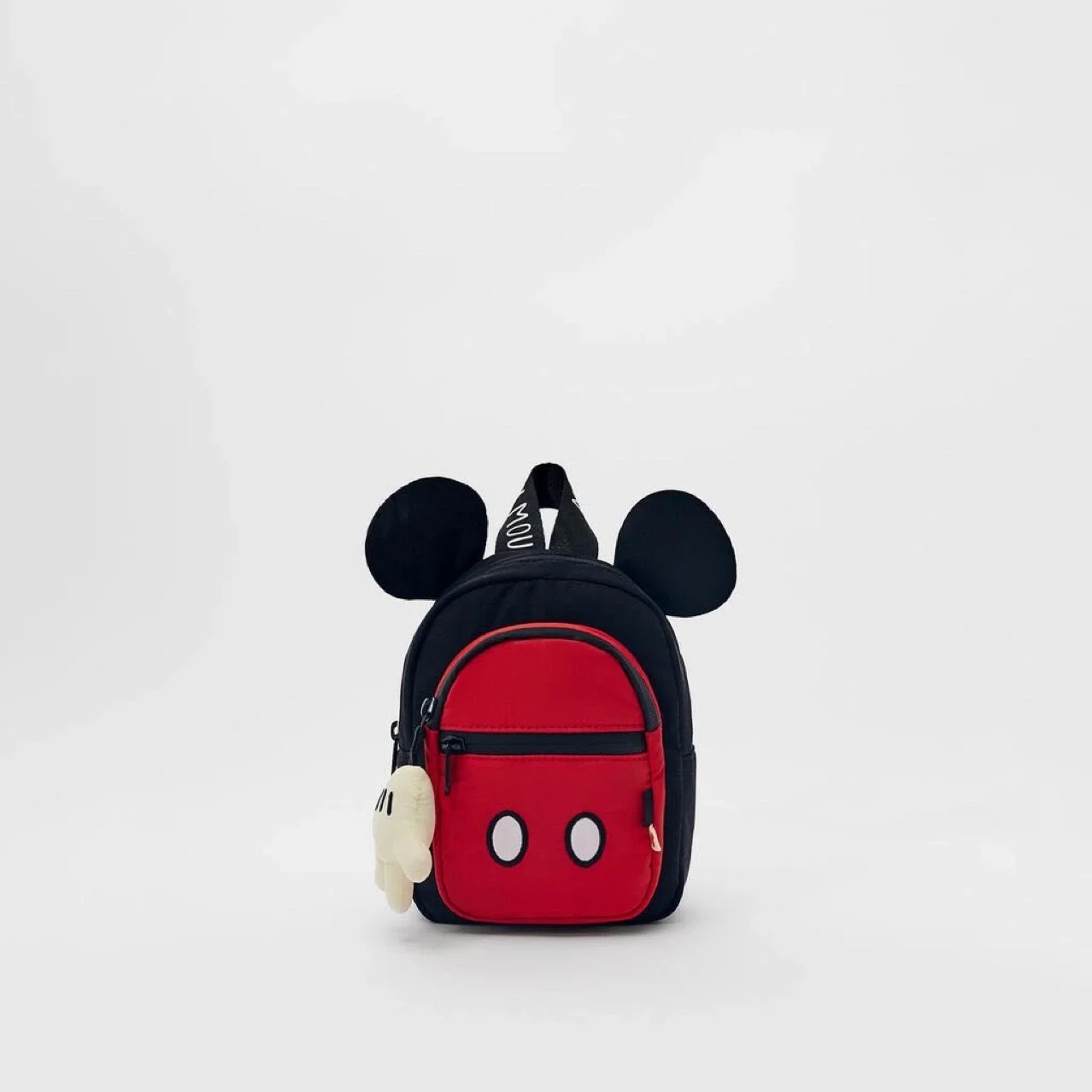 Mochila de Mickey para niños, Bolso pequeño con cremallera, color negro y rojo, a la moda, con dibujos animados