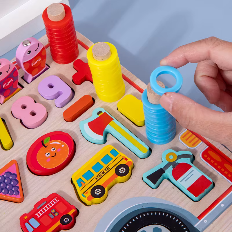 Juguetes Montessori de madera: tablero educativo y juego de pesca - imagen 5