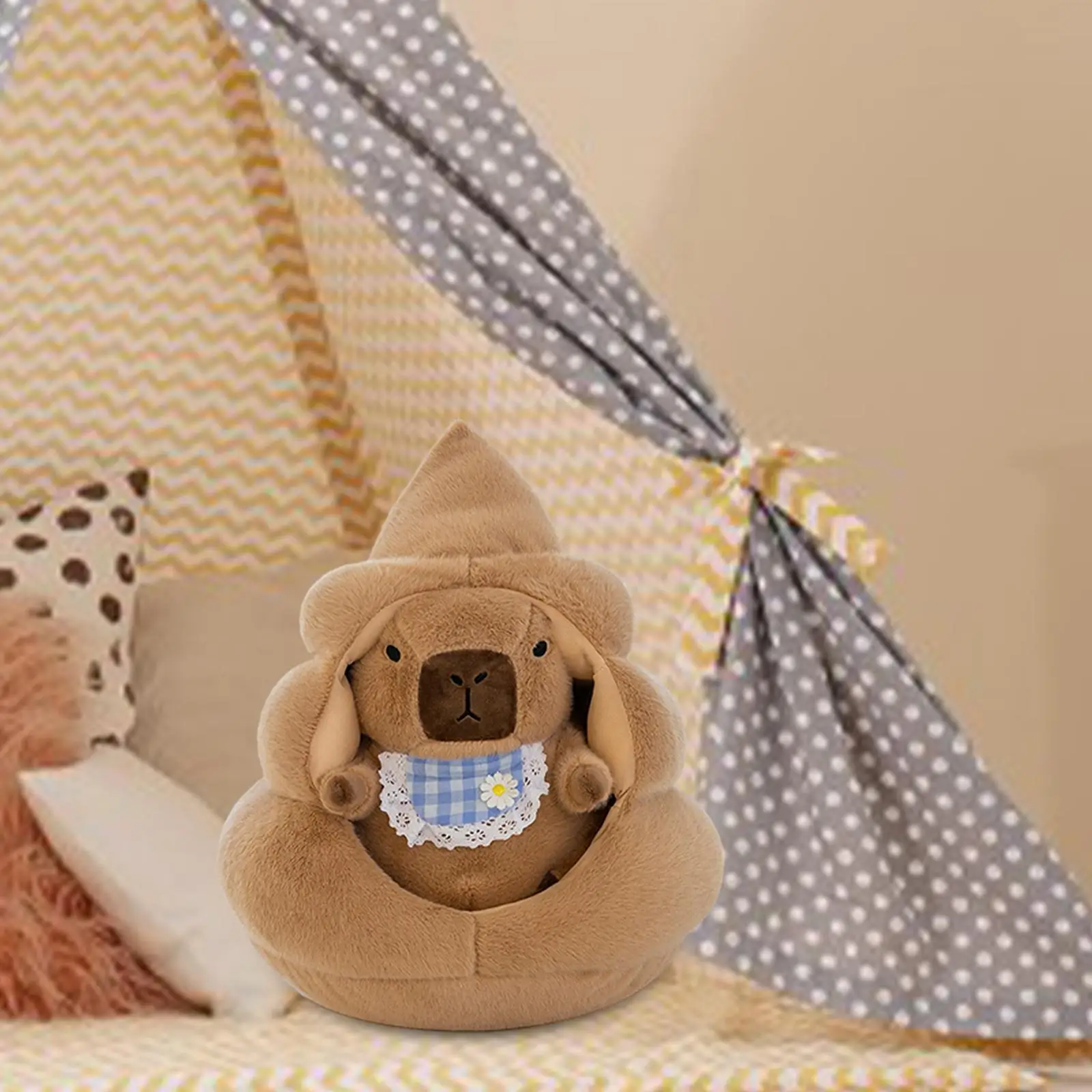 Plush Capybara Doll Cartoon Plush Animal Home Decor Collectible Creative Capybara Stuffed Animal for Gifts Family Children Teens