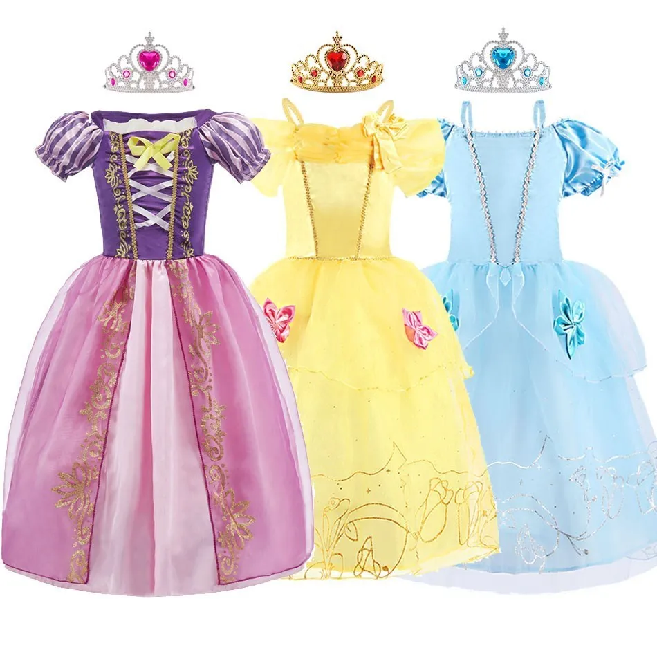 Vestido de Rapunzel para niñas, vestido de Cenicienta Bella, disfraz de princesa para fiesta de cumpleaños de fantasía para niños, ropa de Halloween para niños