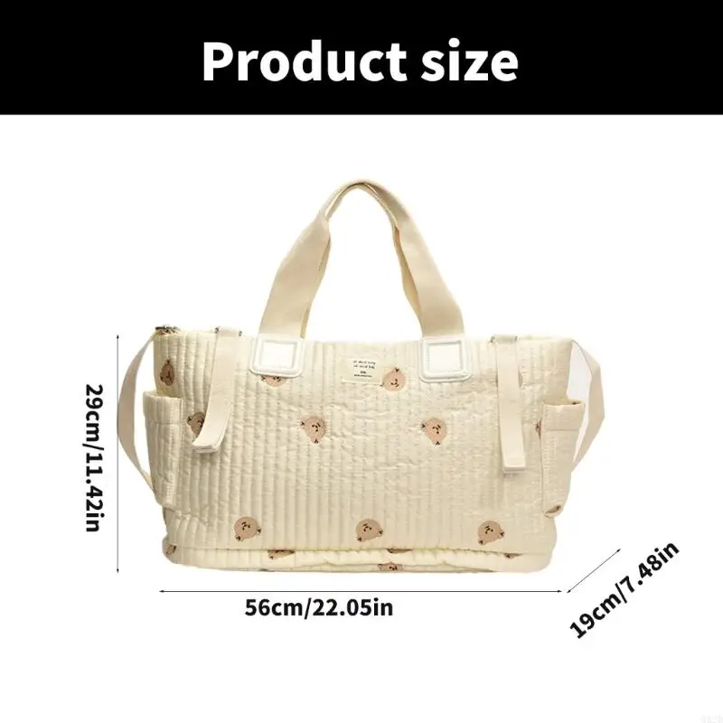 Bolso de mamá de gran capacidad para fácil almacenamiento de biberones y pañales con diseño bordado - imagen 5