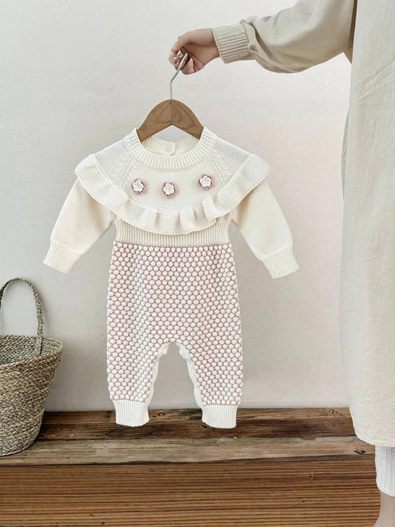 MILANCEL, nuevo peleles de otoño para bebé de 3 a 24M, franjas de diferente Color, mono tejido para niñas, bonito mono coreano de una pieza para niños pequeños - imagen 3