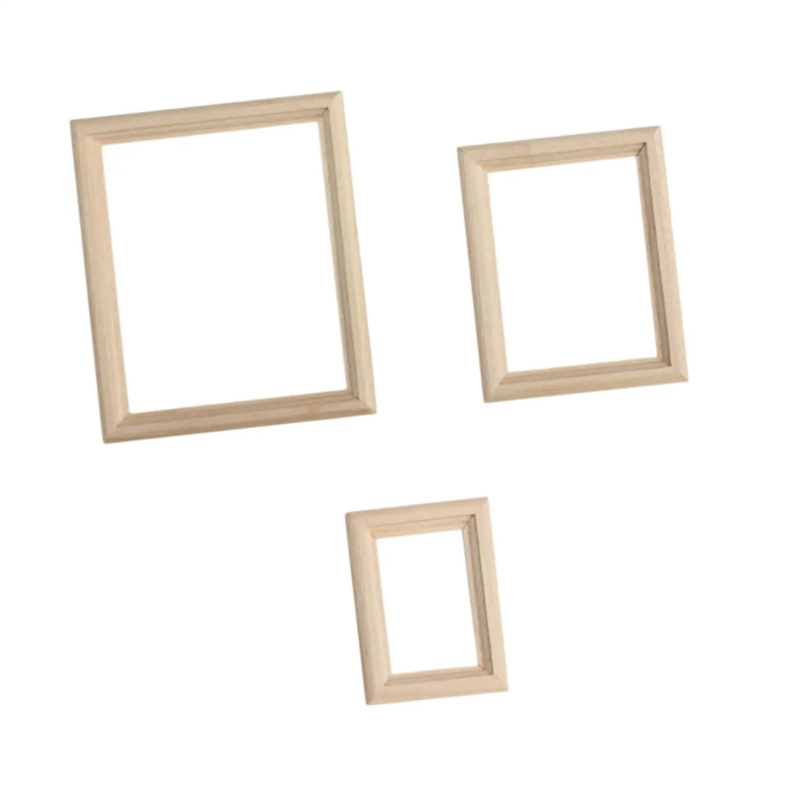 3x 1 : 12 Scale Mini Picture Frame Photo Props Pretend Play Toy Photo Frame Tiny Dollhouse Wood Frame Kids Toddlers 3+