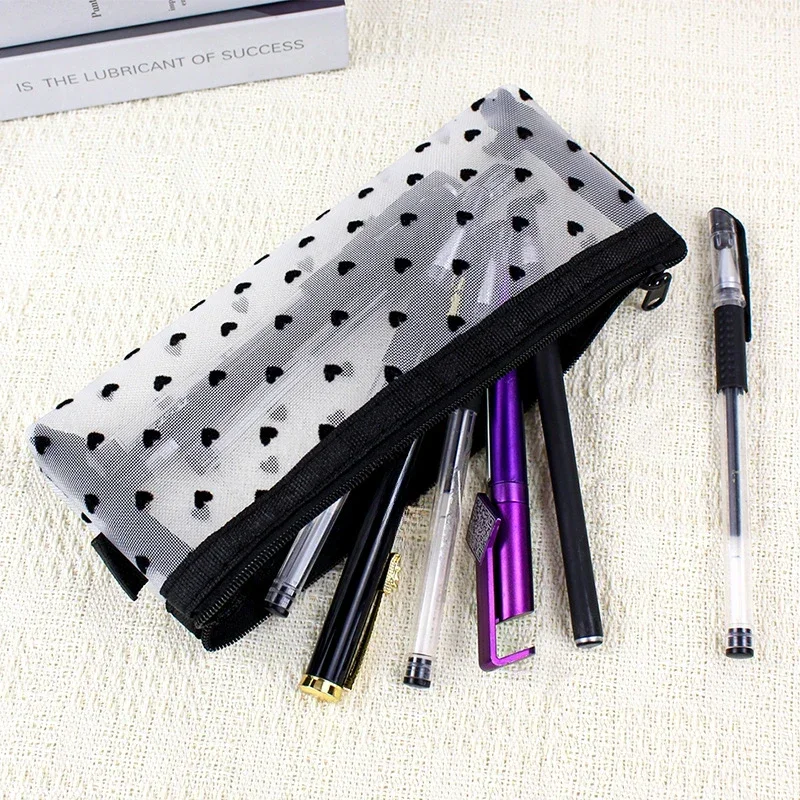 Love Mesh estuche para lápices transparente negro para niñas - imagen 3