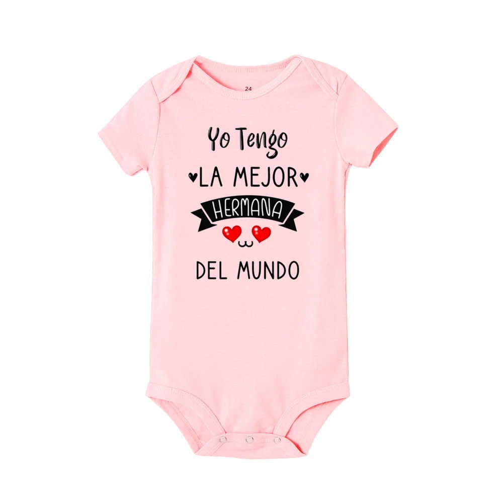 Tengo la mejor hermana del mundo, mono infantil con estampado español, mono de manga corta para recién nacido, pelele bonito para bebé, ropa para niños pequeños - imagen 5