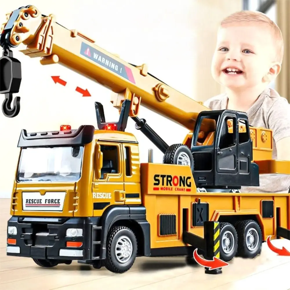 Grúa de aleación, vehículo de rescate, luces de sonido de gran tamaño, camiones de construcción, juguete de inercia, juego eléctrico fundido a presión, rompecabezas de juguete - imagen 2