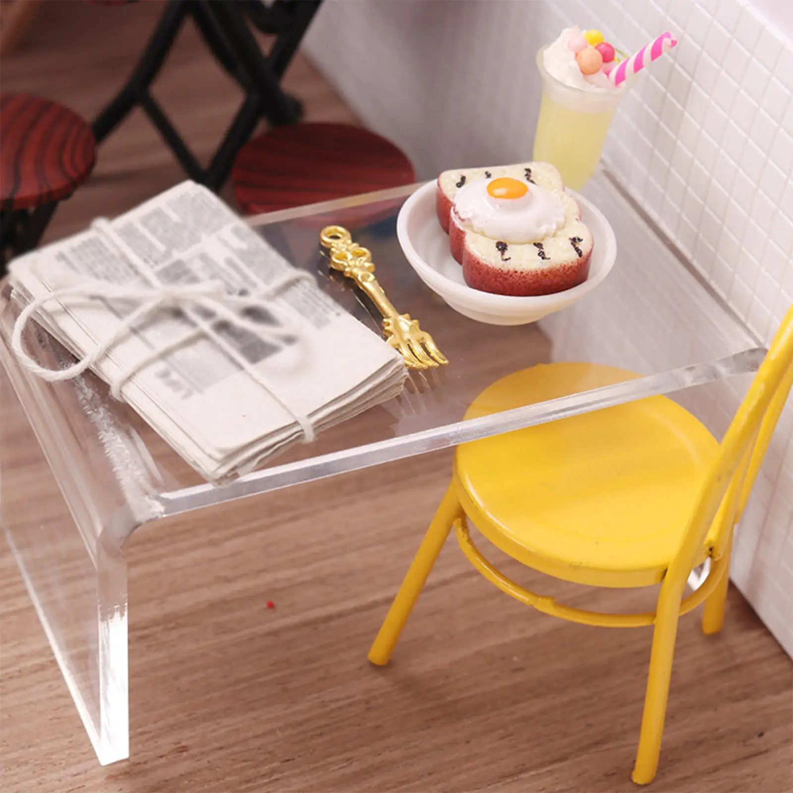 Dollshouse Tea Table Miniature End Table Livingroom Decor Coffee Table Model